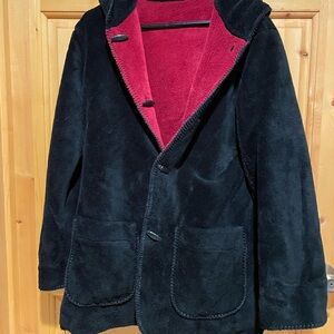 Elegant Black and Red Women's Pea Coat